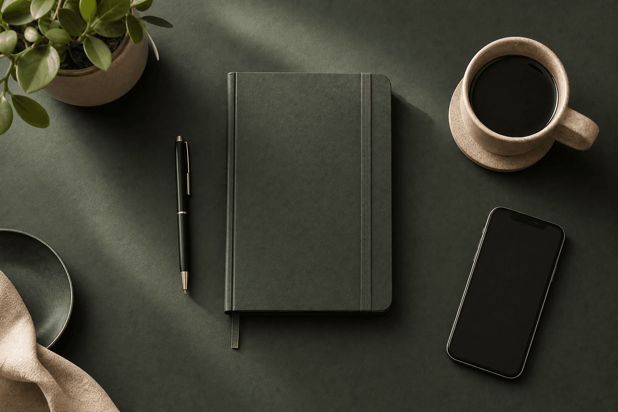 A founder's desk with planning materials